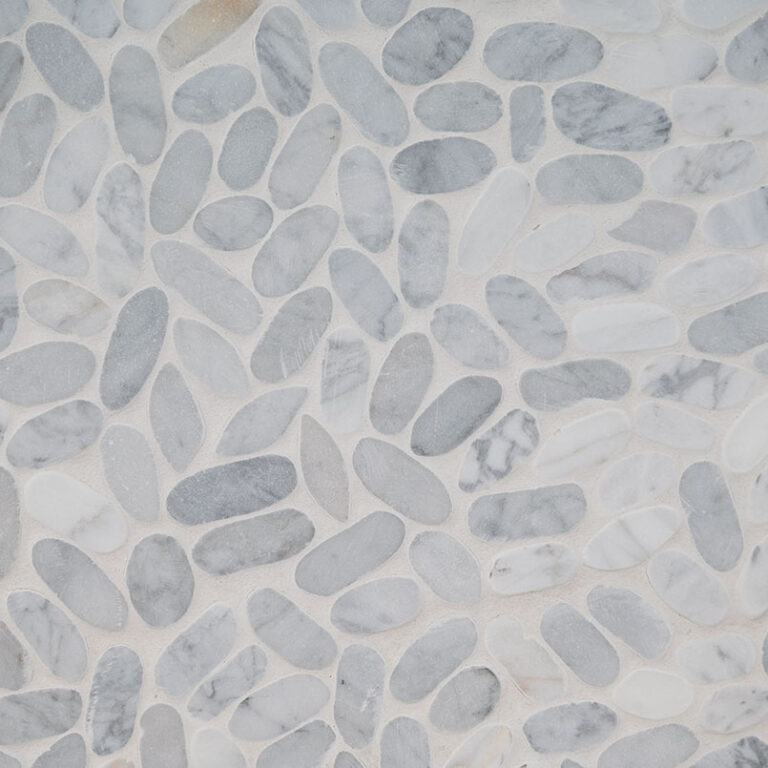 Sliced Carrara White Pebble natural stone backsplash tile