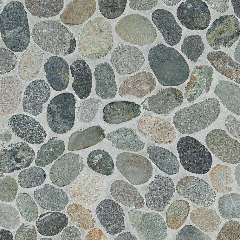 Sliced Rainforest Pebble natural stone backsplash tile