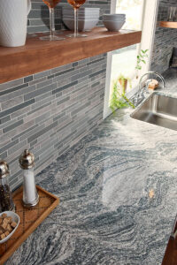 Smoky Alps Interlocking 8mm styled in a finished room