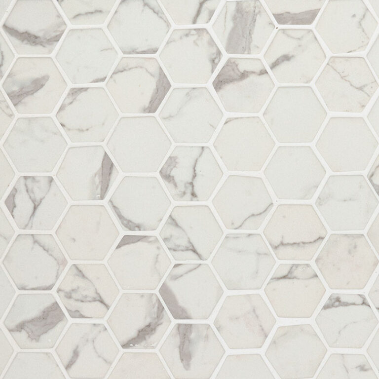 Statuario Celano Hexagon Mosaic glass backsplash tile
