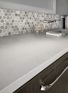 Stonella Hexagon Mosaic styled in a finished room