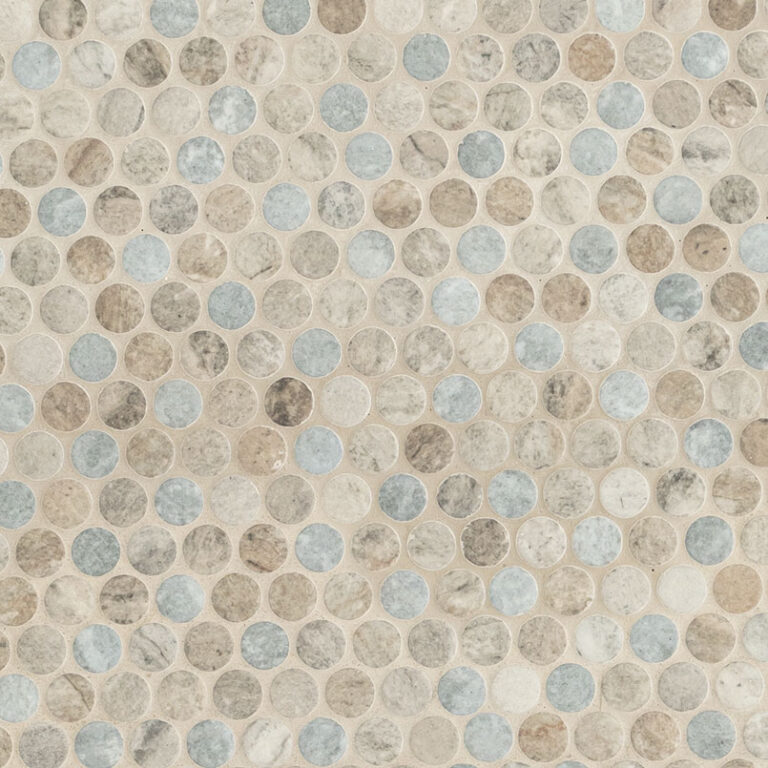Stonella Penny Round 6mm glass backsplash tile