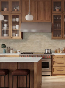 Sierra Umber 4×12 Matte styled in a finished room