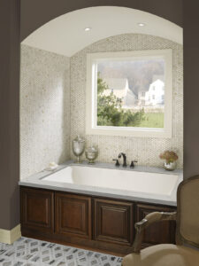 Tessere Pattern Polished styled in a finished room