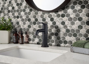Urban Tapestry Hexagon Mosaic styled in a finished room