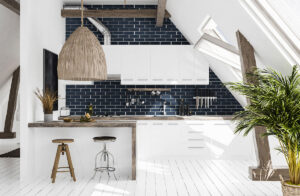 Vague Blue Subway styled in a finished room