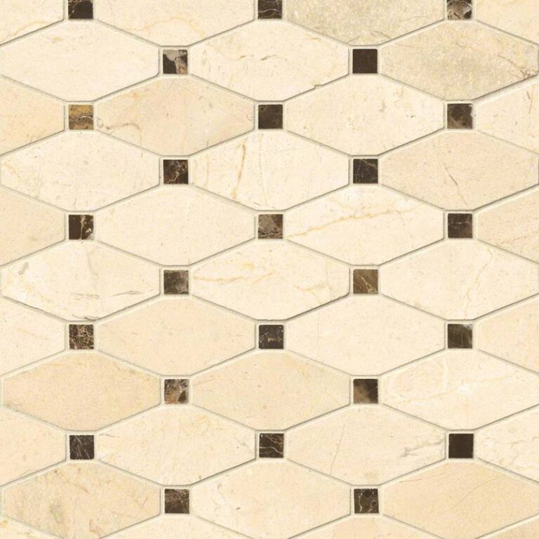 Crema Marfil Valencia Blend Elongated Octagon natural stone backsplash tile