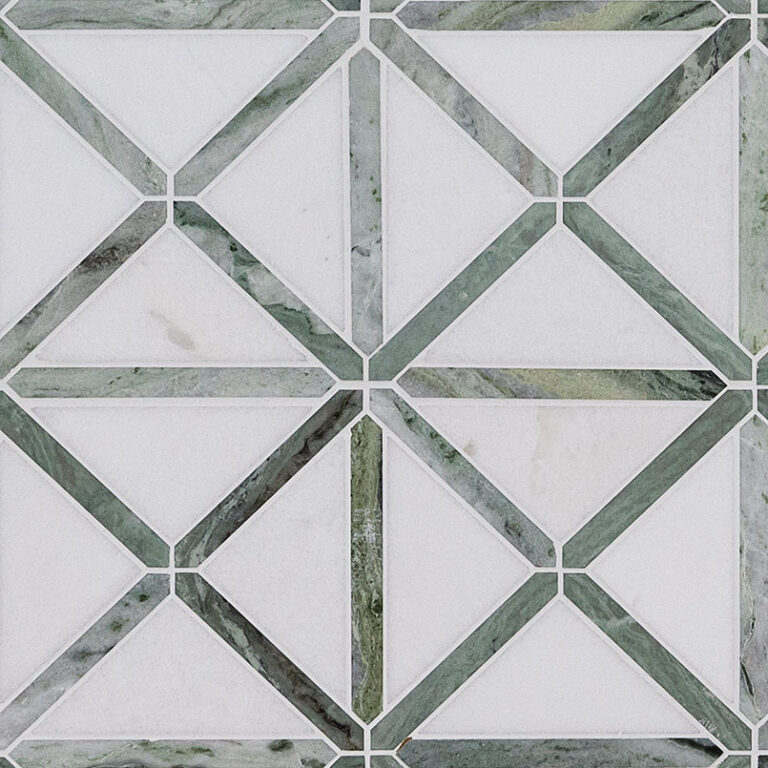 Verdant Green Geometrica Pattern Pol natural stone backsplash tile