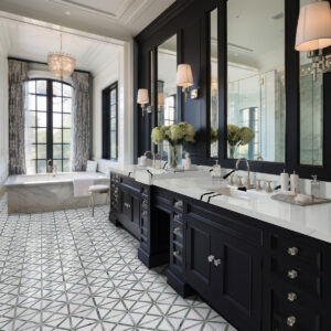 Verdant Green Geometrica Pattern Pol styled in a finished room