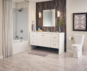 Gray Glossy Subway Tile 4×16 styled in a finished room