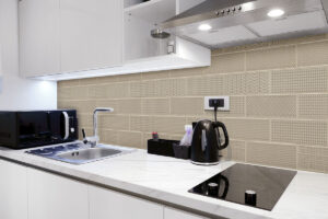 Urbano Warm Concrete 3D Mix styled in a finished room