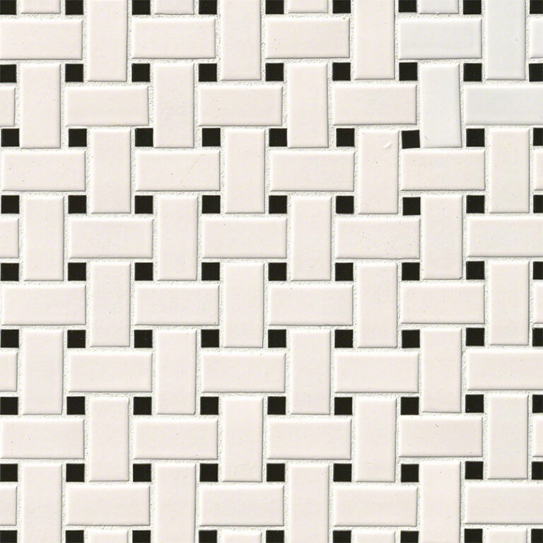 White And Black Matte Basket Weave Mosaic porcelain backsplash tile