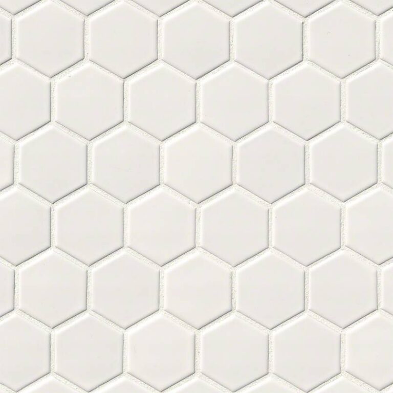White Glossy 2” Hexagon Mosaic porcelain backsplash tile