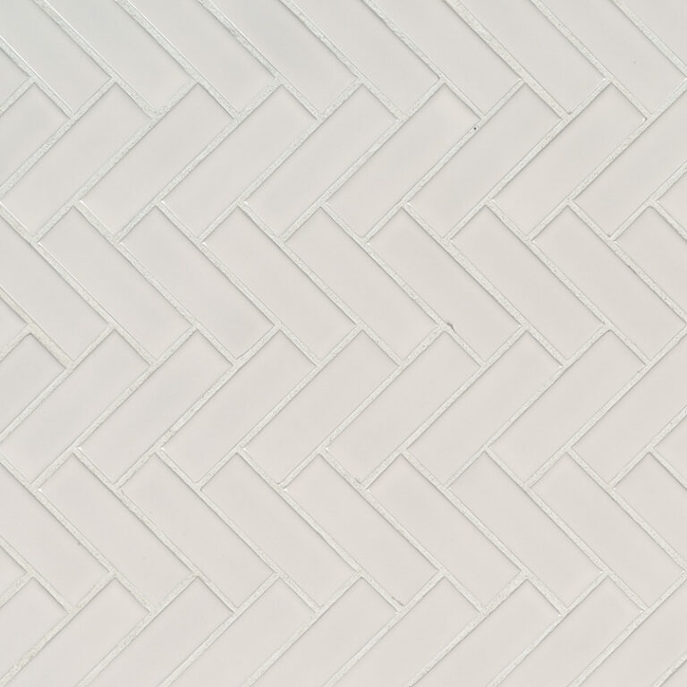 White Glossy Herringbone Mosaic porcelain backsplash tile
