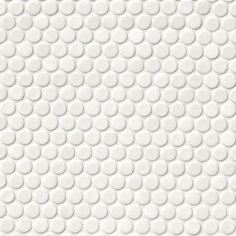 White Glossy Penny Round Mosaic porcelain backsplash tile