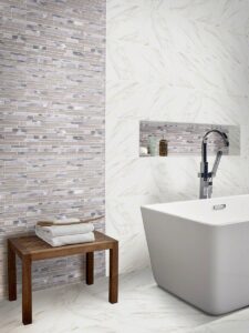 White Wave Interlocking Pattern 4mm styled in a finished room