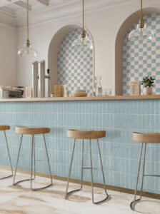 Zest Sky Tile 4×4 styled in a finished room